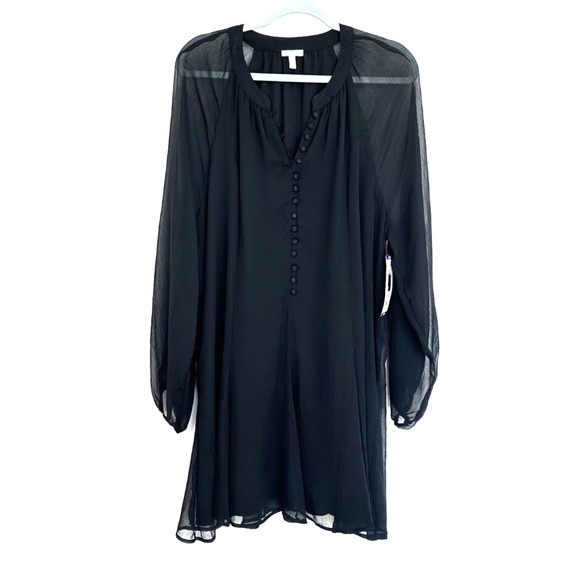 Joie Balloon Sheer Sleeve Black Dress Lined Womens XXL 18 Whimsigoth Witchy Boho